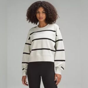 Lululemon Perfectly Oversized Cropped Crew Sweatshirt Boundless Stripe Bone